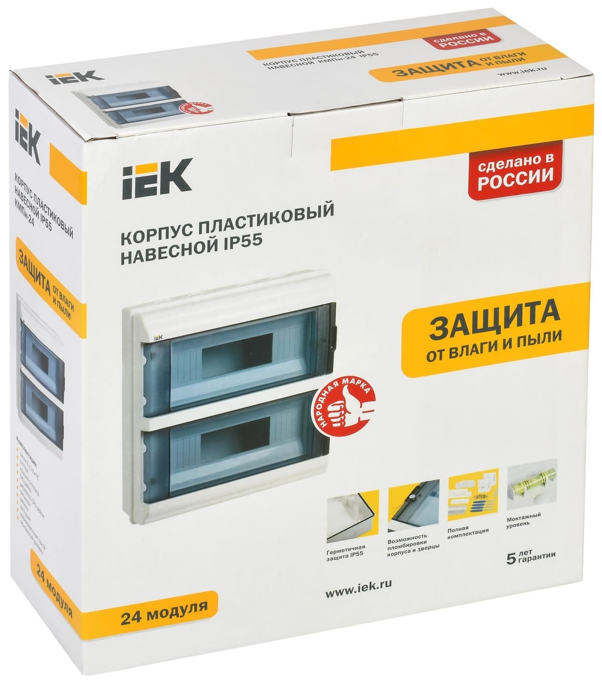 Бокс пластиковый навесной IEK KREPTA 5 MKP72-N3-24-55, КМПн-24, на 24 модуля, 2 ряда, IP55, белый
