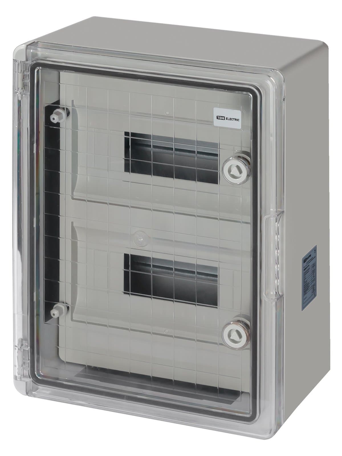 Бокс пластиковый навесной TDM Electric SQ0933-0216, ЩРН-П-24, на 24 модуля, 2 ряда, прозр. крышка, IP65, серый