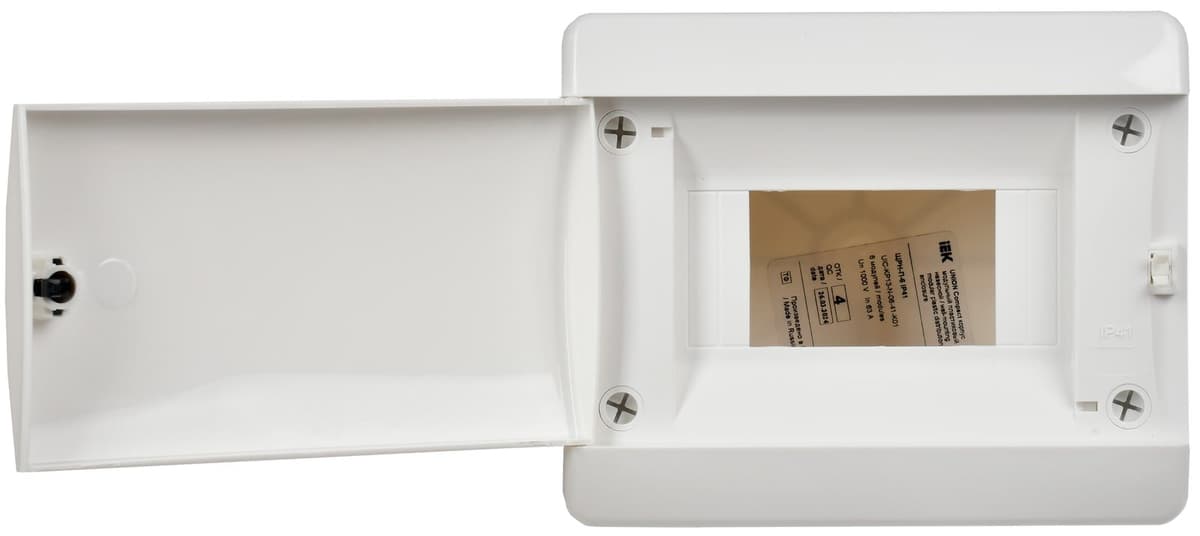 Бокс пластиковый навесной IEK UNION Compact UIC-KP13-N-06-41-K01, ЩРН-П-6, на 6 модулей, 1 ряд, белая дверь, IP41, белый