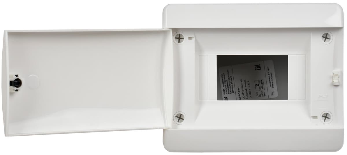 Бокс пластиковый встраиваемый IEK UNION Compact UIC-KP13-V-06-41-K01, ЩРВ-П-6, на 6 модулей, 1 ряд, белая дверь, IP41, белый