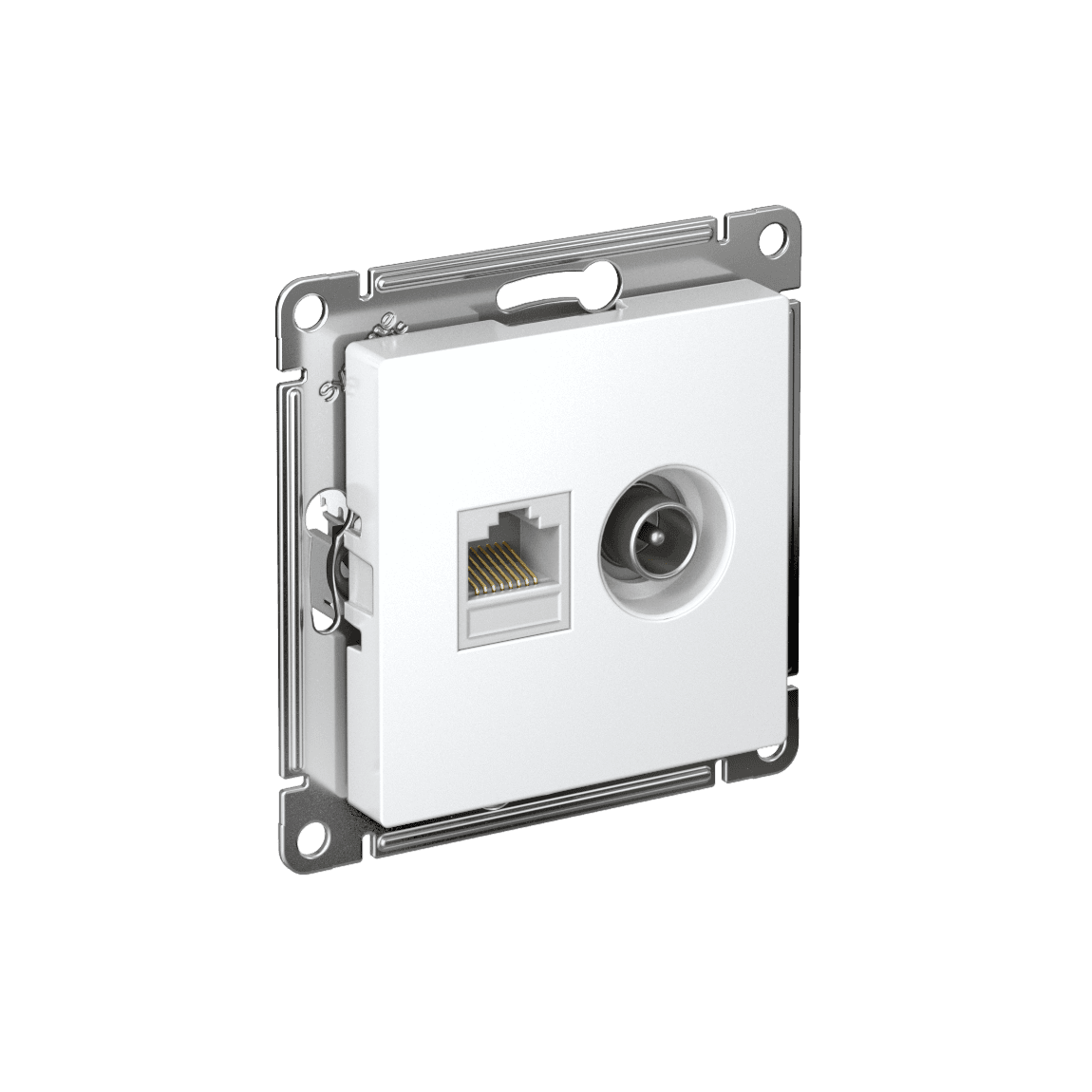 Розетка двойная Systeme Electric ATLASDESIGN ТВ и компьютерная RJ45 (белая) ATN000189