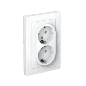 Двойная розетка Systeme (Schneider) Electric AtlasDesign ATN000124 белая с заземлением