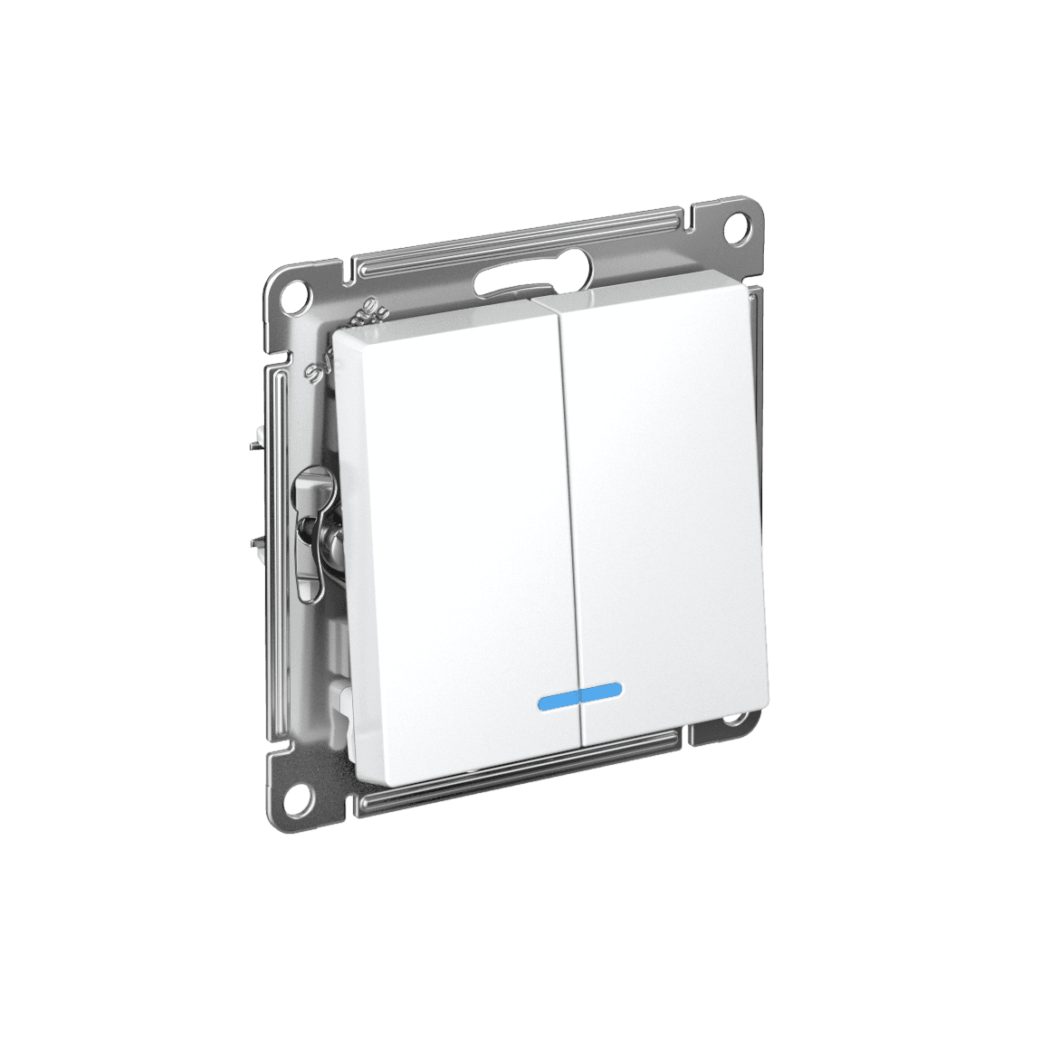 Выключатель двухклавишный Systeme Electric ATLASDESIGN с подсветкой ATN000153 (белый)