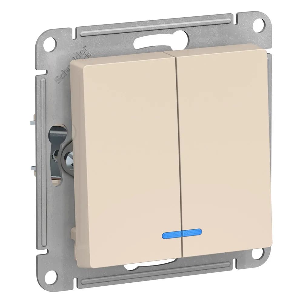 Выключатель двухклавишный Systeme Electric AtlasDesign ATN000253 бежевый с подсветкой