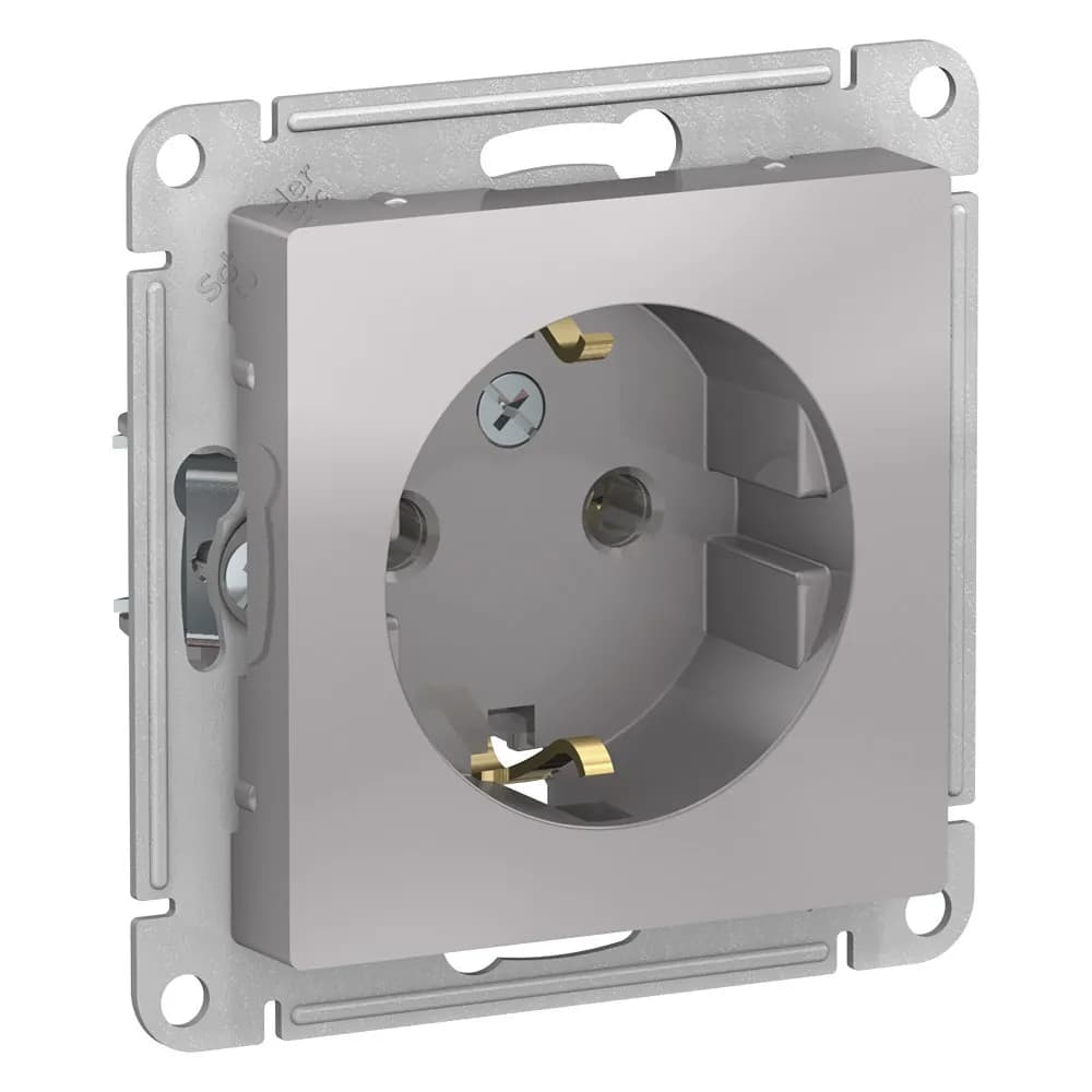 Розетка с заземлением Schneider Electric AtlasDesign алюминий артикул ATN000343