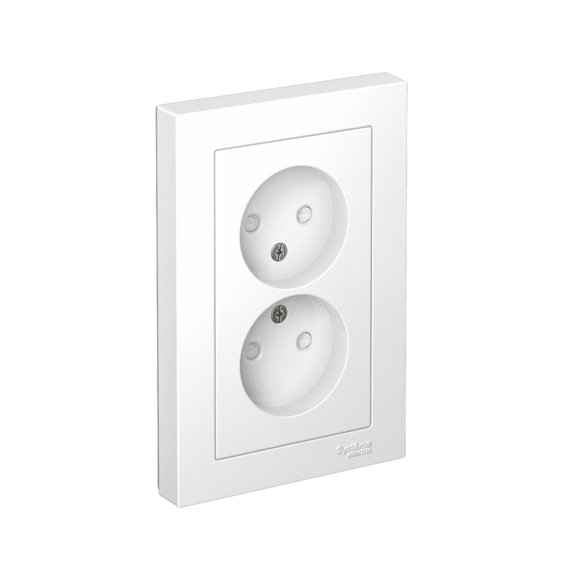 Розетка двойная без заземления с защитными шторками Systeme Electric AtlasDesign, цвет белый