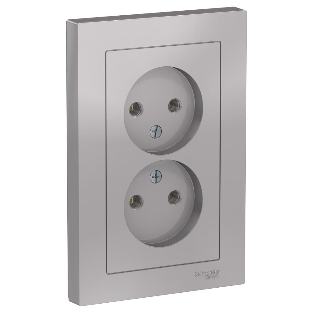 Розетка двойная Schneider Electric AtlasDesign алюминий ATN000320