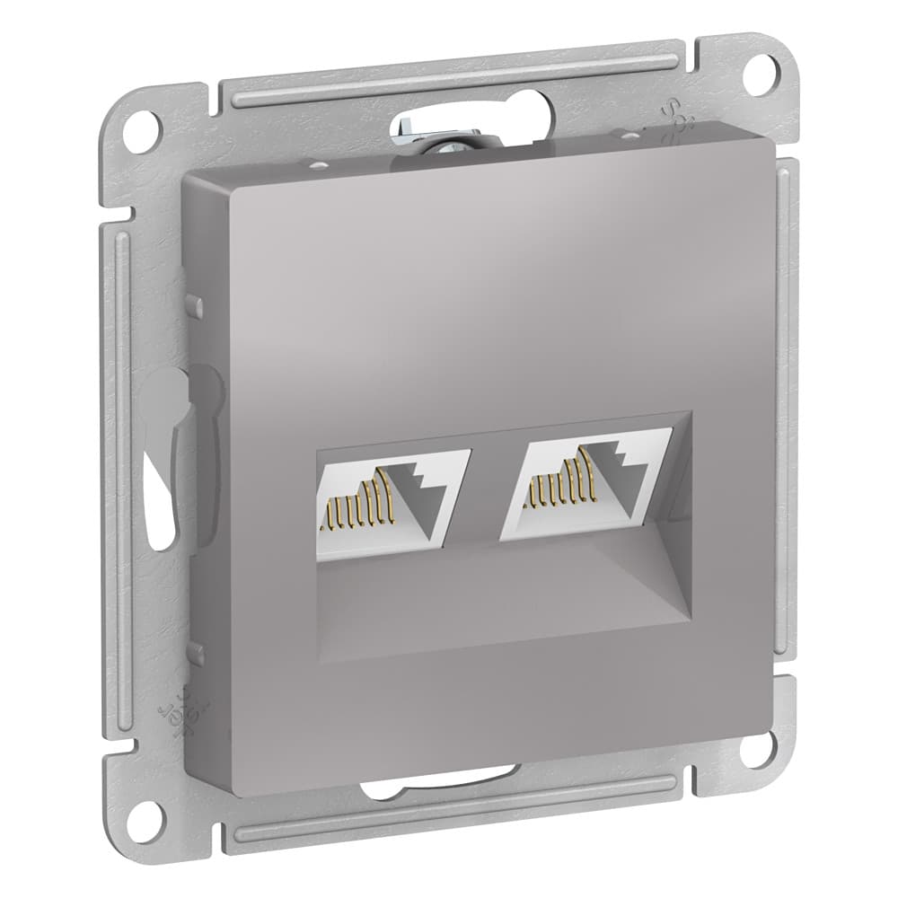 Розетка двойная компьютерная Schneider Electric AtlasDesign алюминий ATN000385