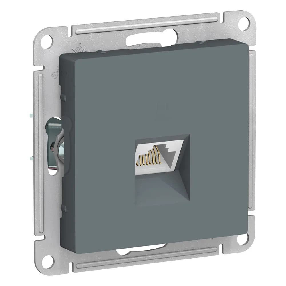 Розетка компьютерная (сетевая) Systeme Electric AtlasDesign, цвет графит, для подключения к интернету