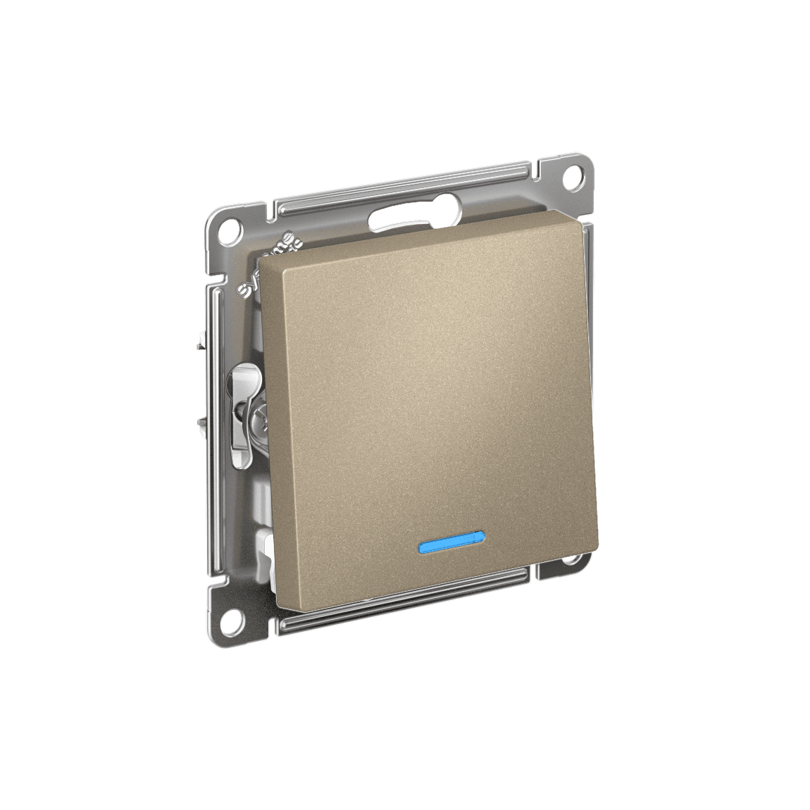 Выключатель одноклавишный с подсветкой Schneider Electric AtlasDesign шампань ATN000513