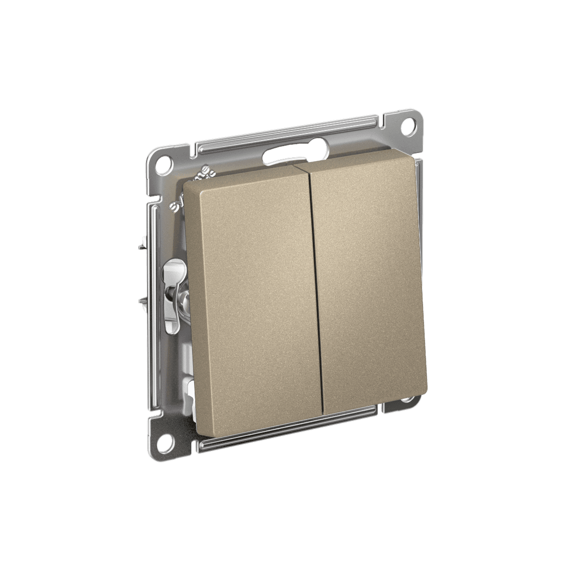 Выключатель двухклавишный проходной Schneider Electric AtlasDesign шампань ATN000565