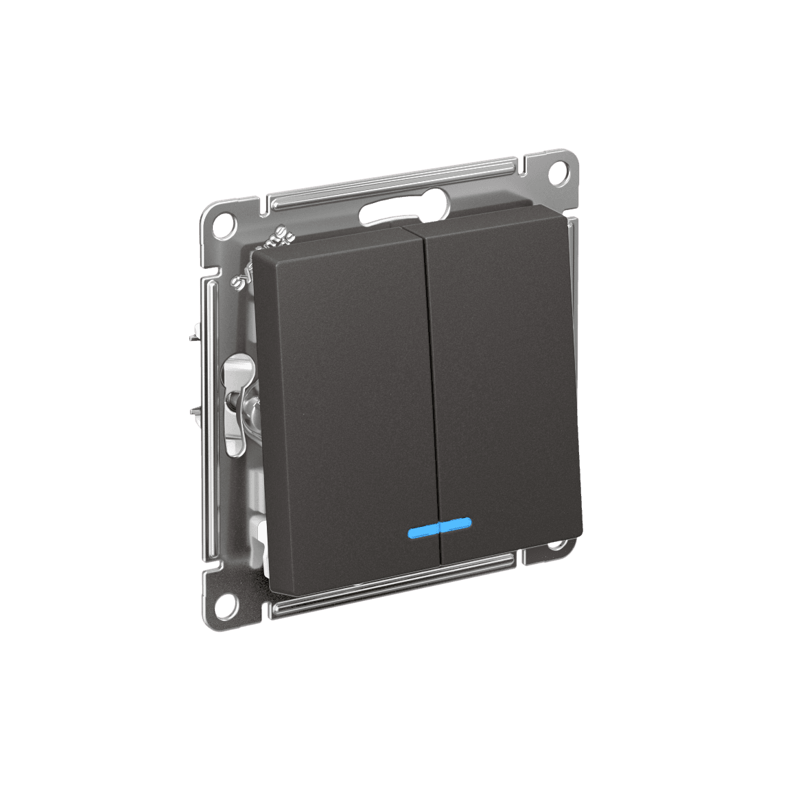 Выключатель двухклавишный с подсветкой Schneider Electric AtlasDesign базальт ATN001453