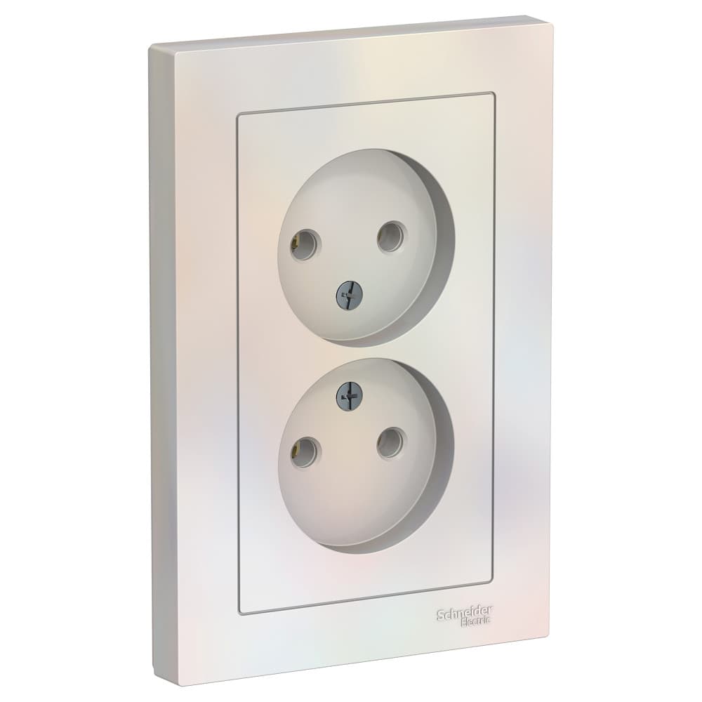 Розетка двойная без заземления Schneider Electric AtlasDesign жемчуг ATN000420