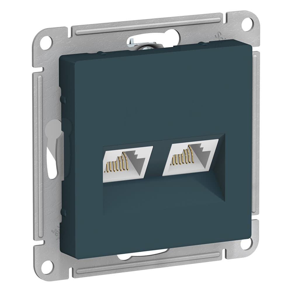 Розетка компьютерная двойная Schneider Electric AtlasDesign изумруд ATN000885