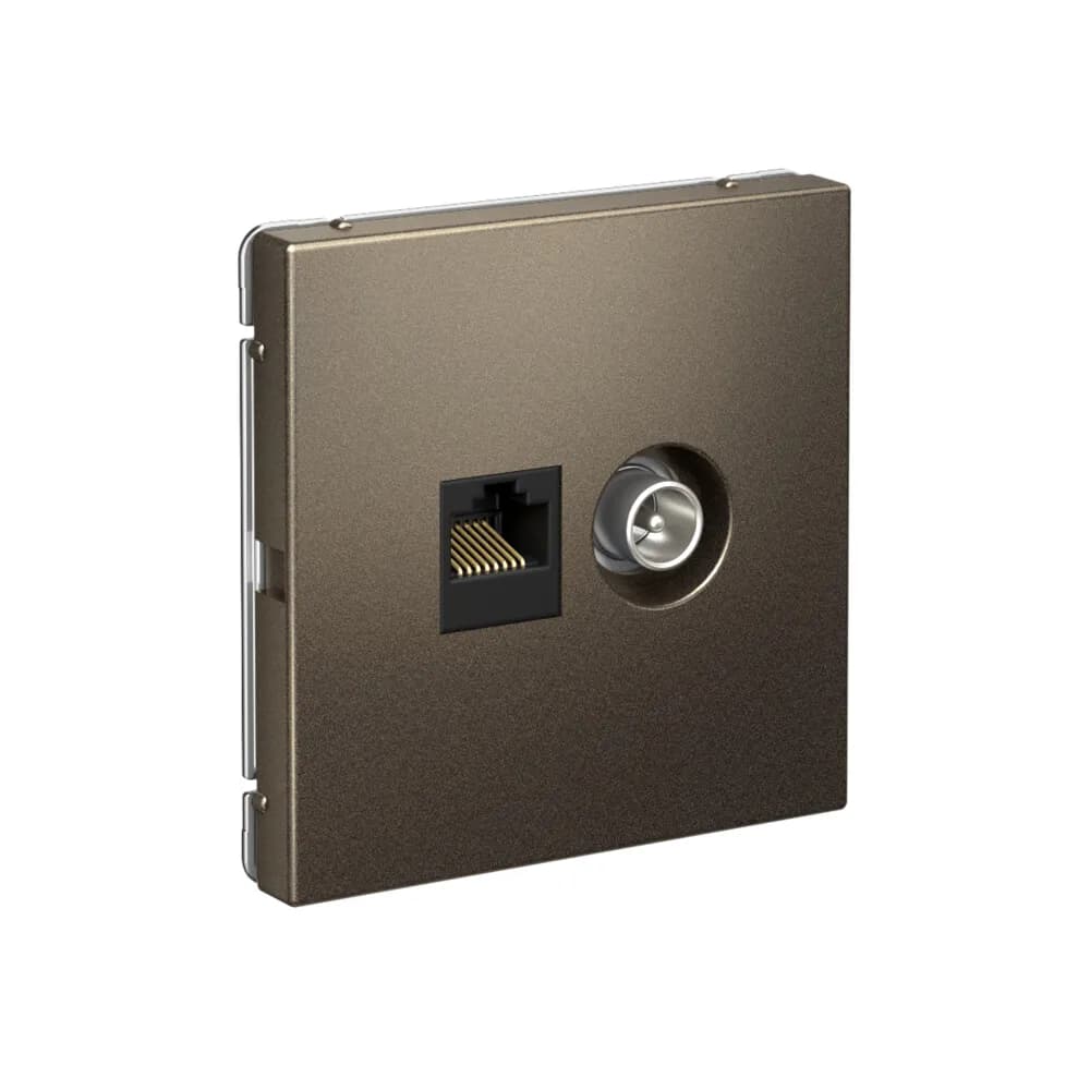 Дизайнерская комбинированная розетка Systeme Electric ArtGallery: ТВ и компьютерный порт, цвет мокко