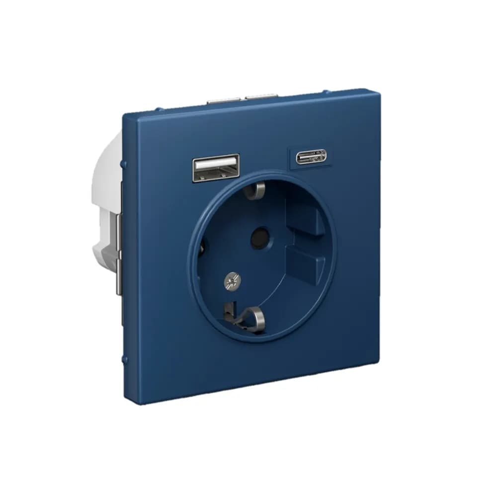 Розетка силовая с заземлением и USB портами Systeme Electric (Schneider) ArtGallery, цвет аквамарин