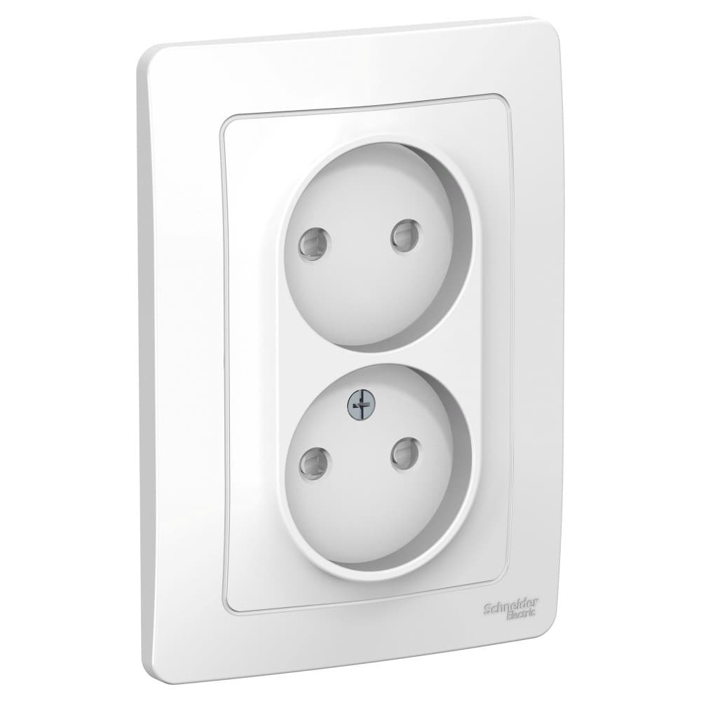 Розетка двойная без заземления с защитными шторками Schneider Electric Blanca белый BLNRS000121