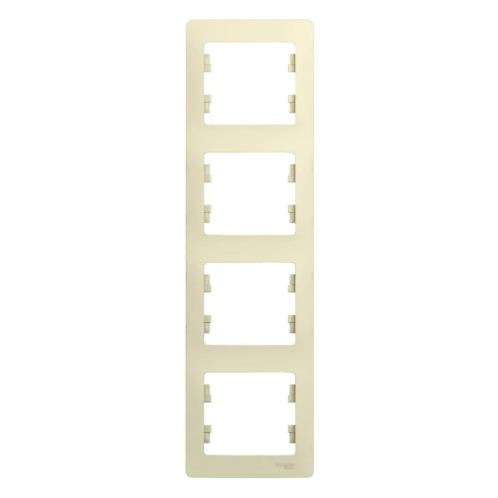 Рамка вертикальная четырехместная (4-постовая) Systeme Electric (Schneider) Glossa, цвет бежевый