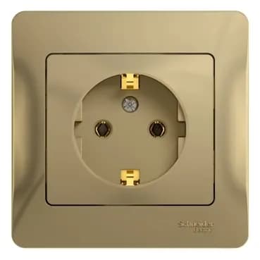 Розетка силовая с заземлением и рамкой Systeme Electric (Schneider) Glossa, цвет титан