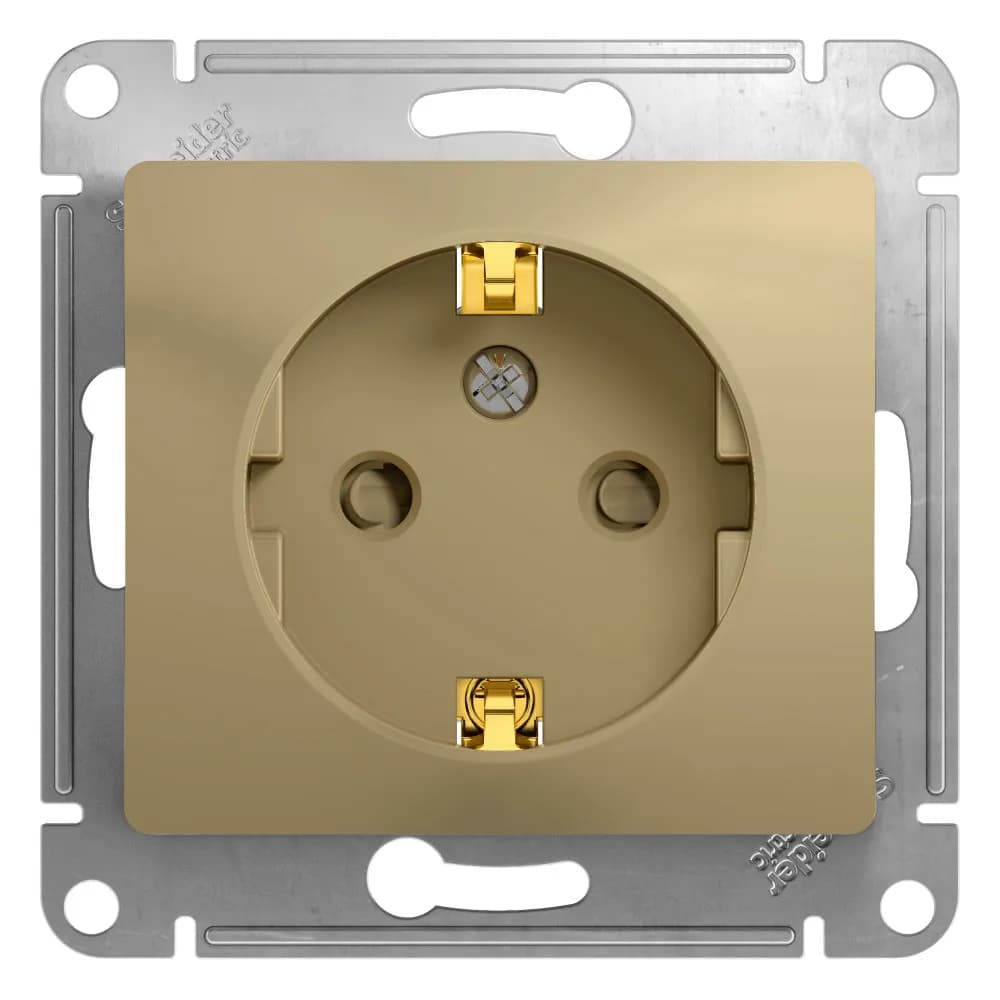 Розетка силовая с заземлением и защитными шторками Systeme Electric (Schneider) Glossa, цвет титан