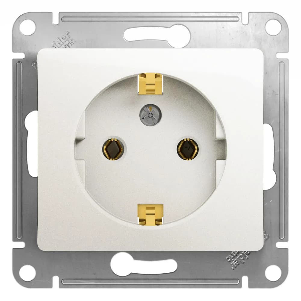 Розетка силовая с заземлением Systeme Electric (Schneider) Glossa, цвет перламутр
