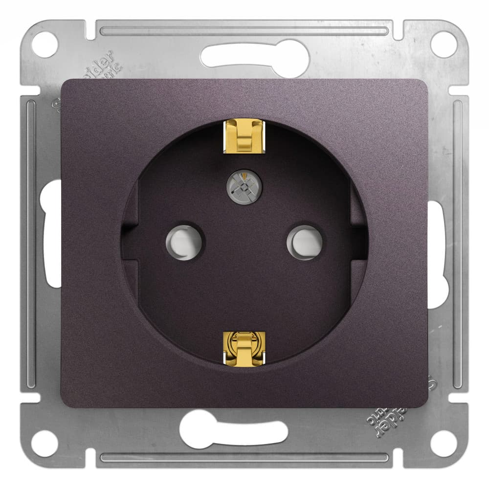 Розетка с заземлением и защитными шторками Schneider Electric Glossa сиреневый туман — купить в Electrica Shop