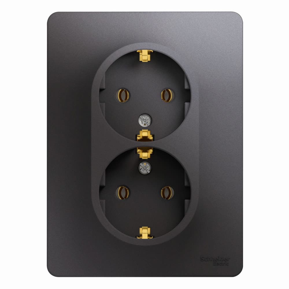 Розетка двойная с заземлением Schneider Electric Glossa цвет графит GSL001324
