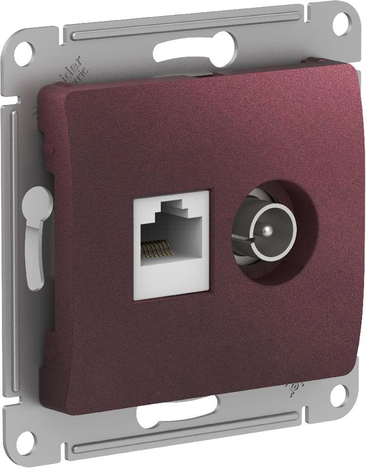 Розетка двойная Schneider Electric Glossa баклажановый цвет TV + компьютер — купить в Electrica Shop