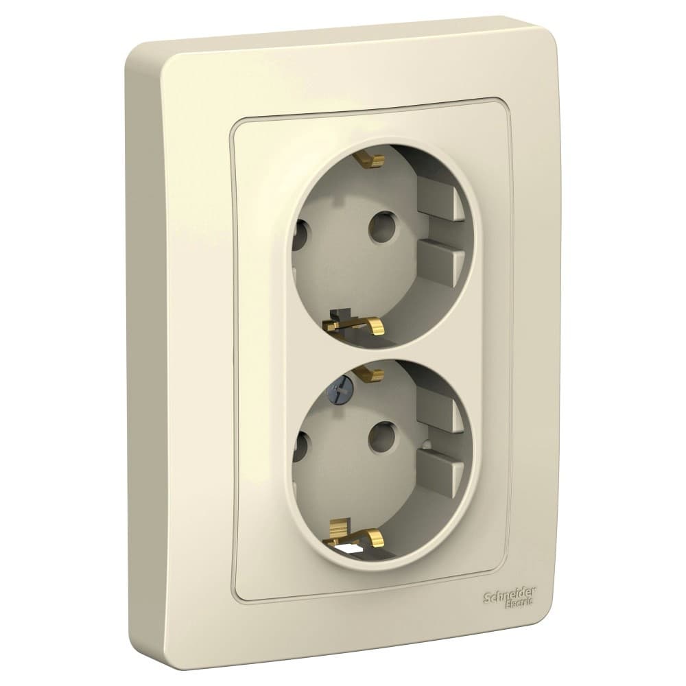 Розетка двойная с заземлением Systeme Electric Blanca BLNRS001022, цвет молочный, два евроразъема с заземлением, для скрытого монтажа.