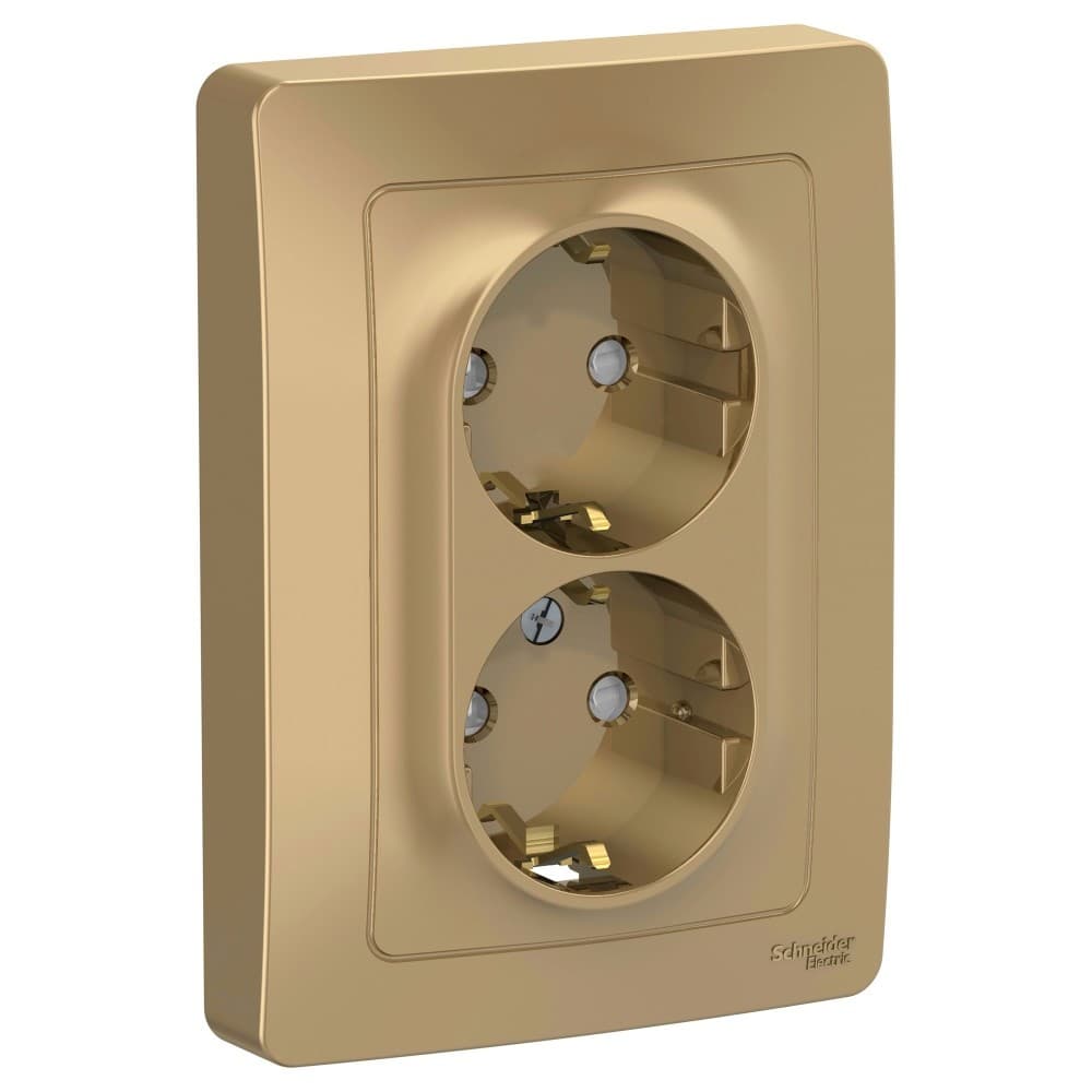 Розетка двойная с заземлением и защитными шторками Systeme Electric Blanca BLNRS001124, цвет титан, защита от детей, два разъема, скрытый монтаж.