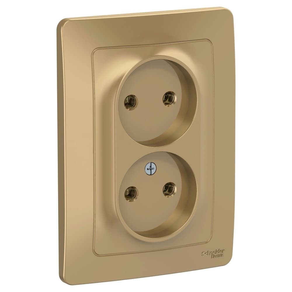 Розетка двойная без заземления Systeme Electric Blanca BLNRS000024, цвет титан, для скрытого монтажа, серия Blanca.