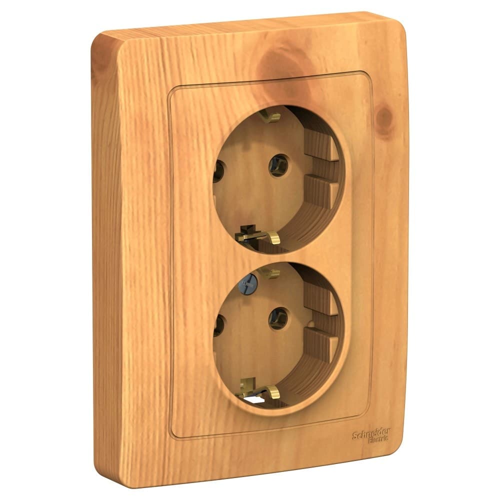 Розетка двойная с заземлением Systeme Electric Blanca BLNRS001025, цвет ясень, два евроразъема с заземлением, для скрытого монтажа.
