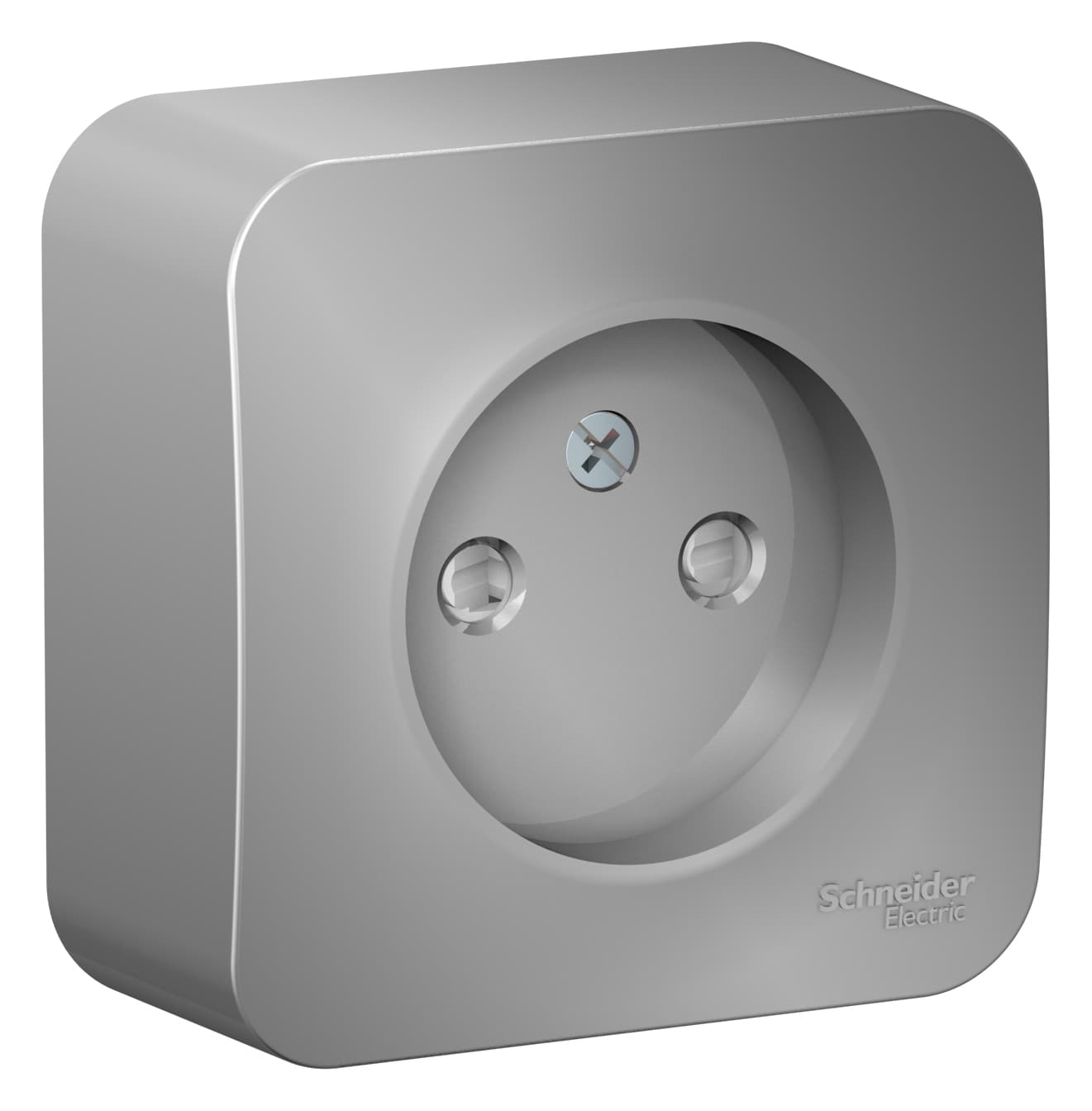 Розетка без заземления с защитными шторками Systeme Electric Blanca BLNRA001113, цвет алюминий, детская безопасность, для скрытого монтажа.