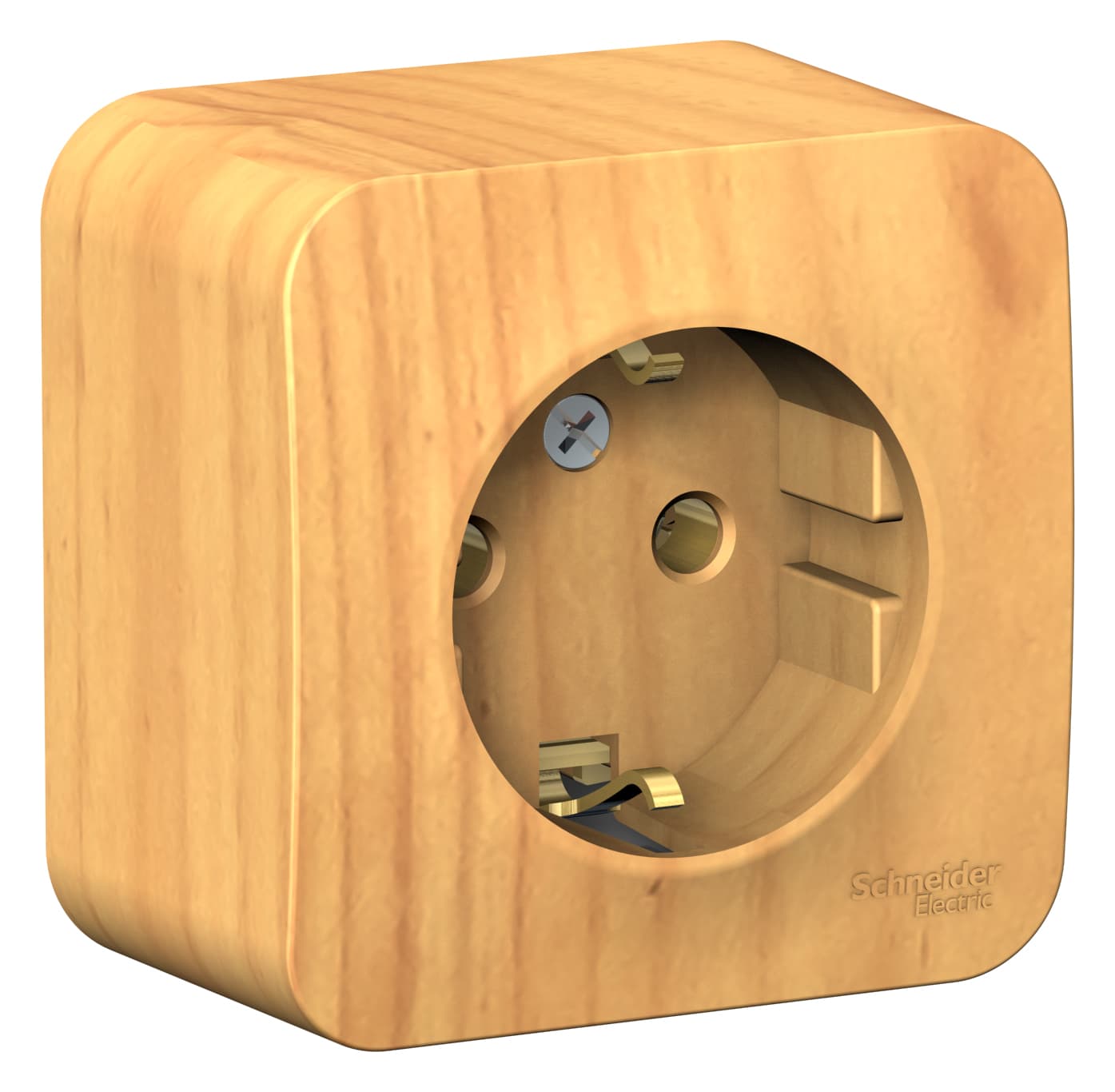 Розетка с заземлением Systeme Electric Blanca BLNRA010115, цвет ясень, накладная открытой установки, без защитных шторок, изолирующая пластина.