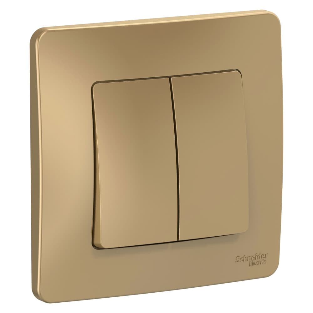 Выключатель двухклавишный проходной Systeme Electric Blanca BLNVS106604, цвет титан, для управления двумя группами света из двух мест, скрытый монтаж.