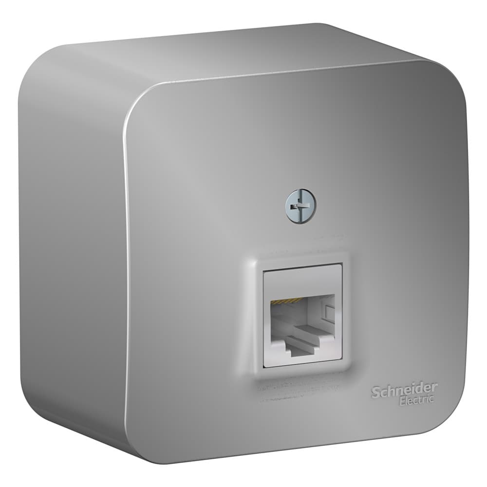 Розетка компьютерная (интернет) Systeme Electric Blanca BLNIA045003, цвет алюминий, для скрытого монтажа, разъем RJ45 Cat.5e.