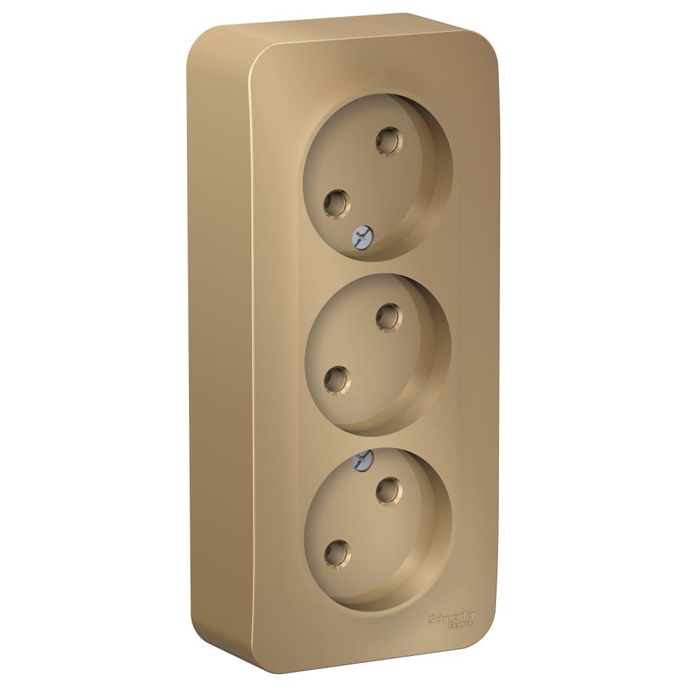 Розетка тройная без заземления Systeme Electric Blanca BLNRA000314, цвет титан, три евроразъема.