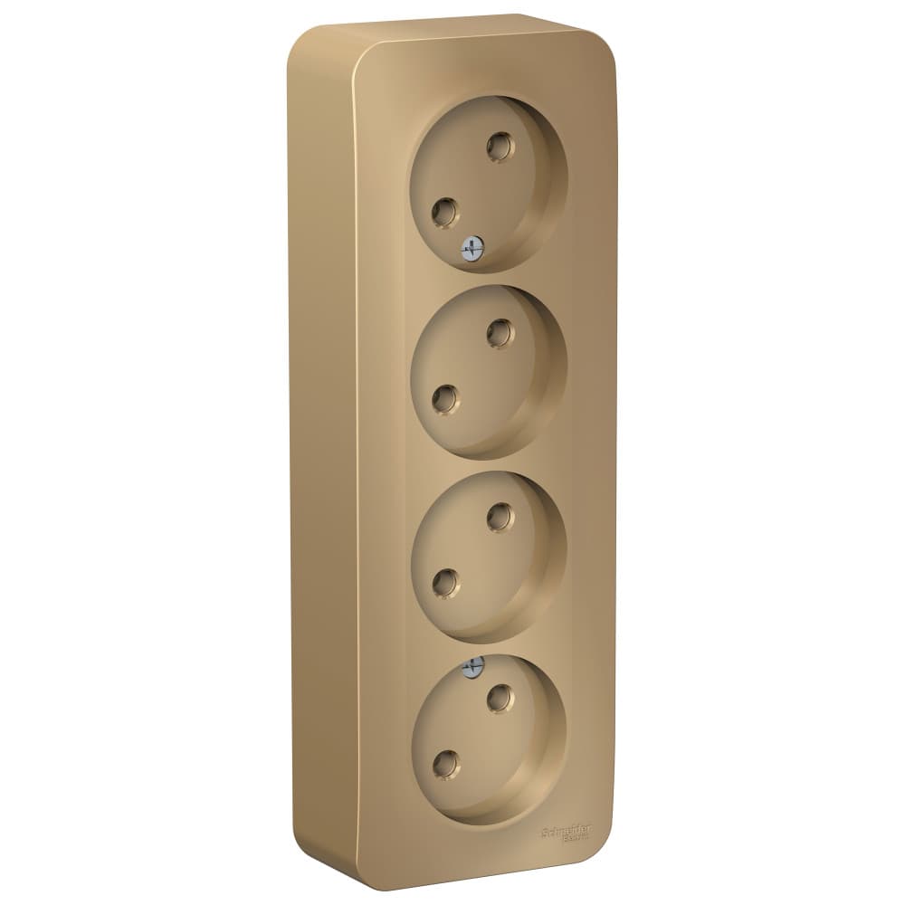 Розетка четверная без заземления Systeme Electric Blanca BLNRA000414, цвет титан, четыре евроразъема.