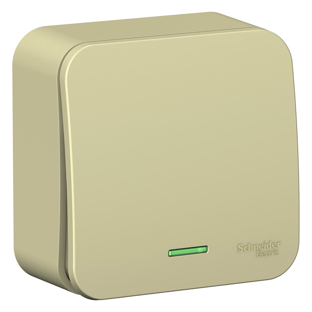 Выключатель одноклавишный с подсветкой Systeme Electric Blanca BLNVA101117, цвет бежевый, световой индикатор, с рамкой.