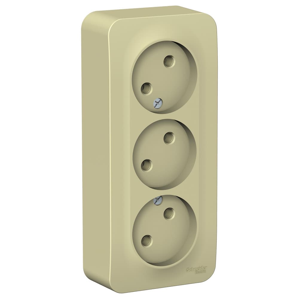 Розетка тройная без заземления Systeme Electric Blanca BLNRA000317, цвет бежевый, три евроразъема.
