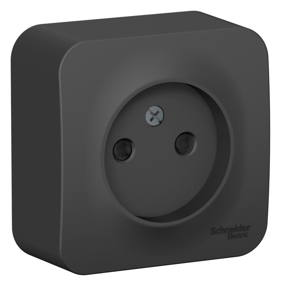 Розетка без заземления с защитными шторками Systeme Electric Blanca BLNRA001116, цвет антрацит, защита от детей.