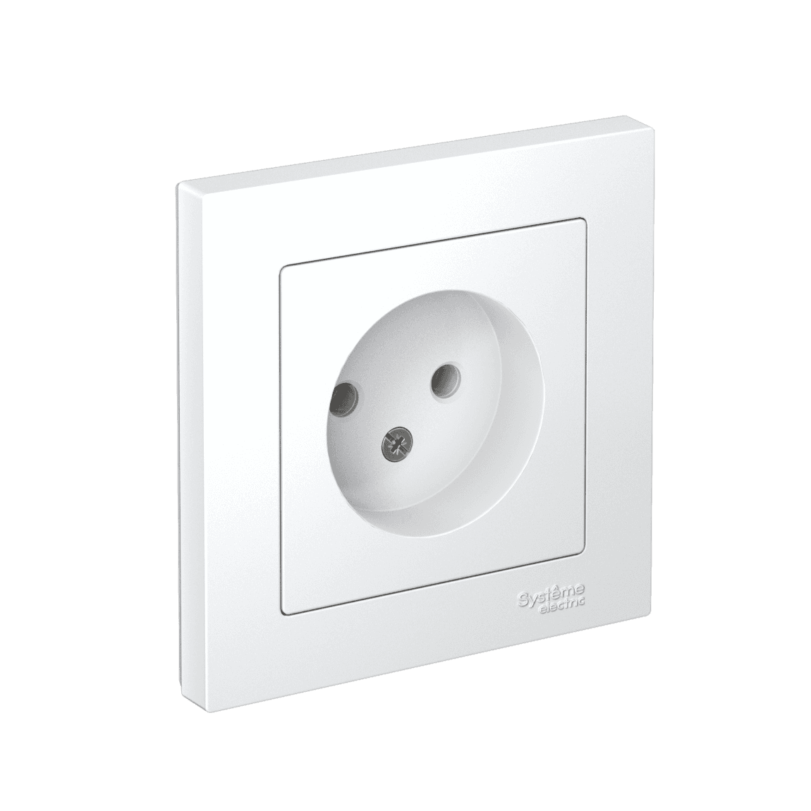 Розетка без заземления Systeme Electric AtlasDesign ATN000140, цвет белый, в сборе с рамкой, для скрытого монтажа