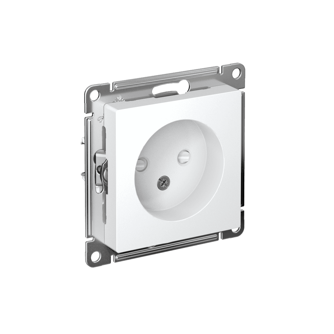 Розетка без заземления с защитными шторками Systeme Electric AtlasDesign ATN000149, цвет белый, механизм для скрытого монтажа