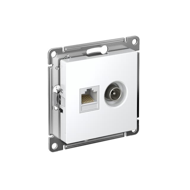 Розетка двойная Systeme Electric ATLASDESIGN ТВ и компьютерная RJ45 (белая) ATN000189