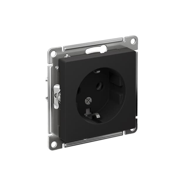 Розетка с заземлением Systeme Electric ATLASDESIGN карбон ATN001043
