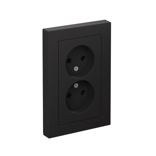 Розетка двойная без заземления Systeme (Schneider) Electric AtlasDesign ATN001020 (карбон)