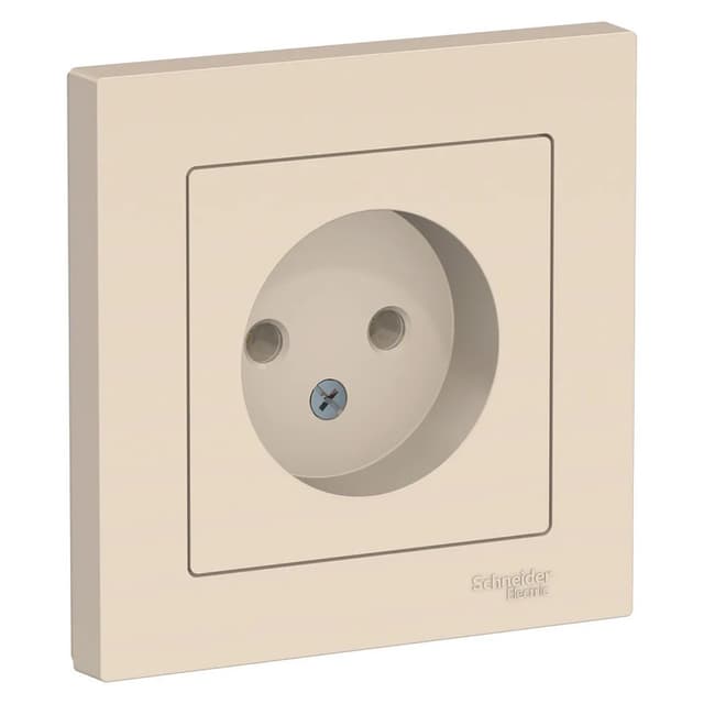 Розетка Systeme Electric AtlasDesign ATN000240 бежевая без заземления с декоративной рамкой