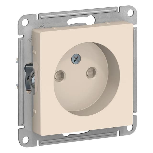 Розетка Systeme Electric AtlasDesign ATN000249 бежевая без заземления с защитными шторками