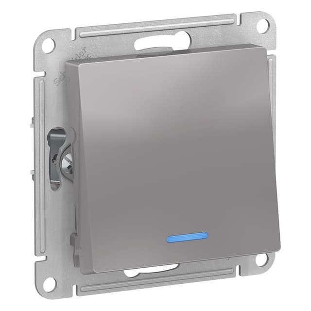 Выключатель одноклавишный проходной Schneider Electric AtlasDesign алюминий ATN000363