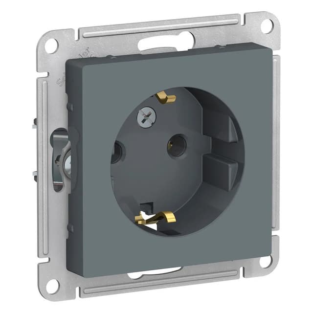 Розетка электрическая с заземлением Systeme Electric AtlasDesign, цвет графит
